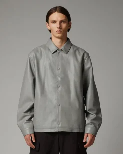 Best Sale Highsnobiety HS05 Leather Shirt Jacket Beige unavailable