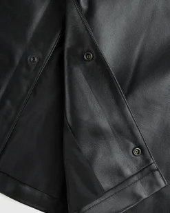 Shop Highsnobiety HS05 Leather Shirt Jacket black