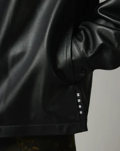 Shop Highsnobiety HS05 Leather Shirt Jacket black