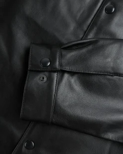 Shop Highsnobiety HS05 Leather Shirt Jacket black