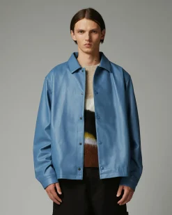 New Highsnobiety HS05 Leather Shirt Jacket Blue unavailable