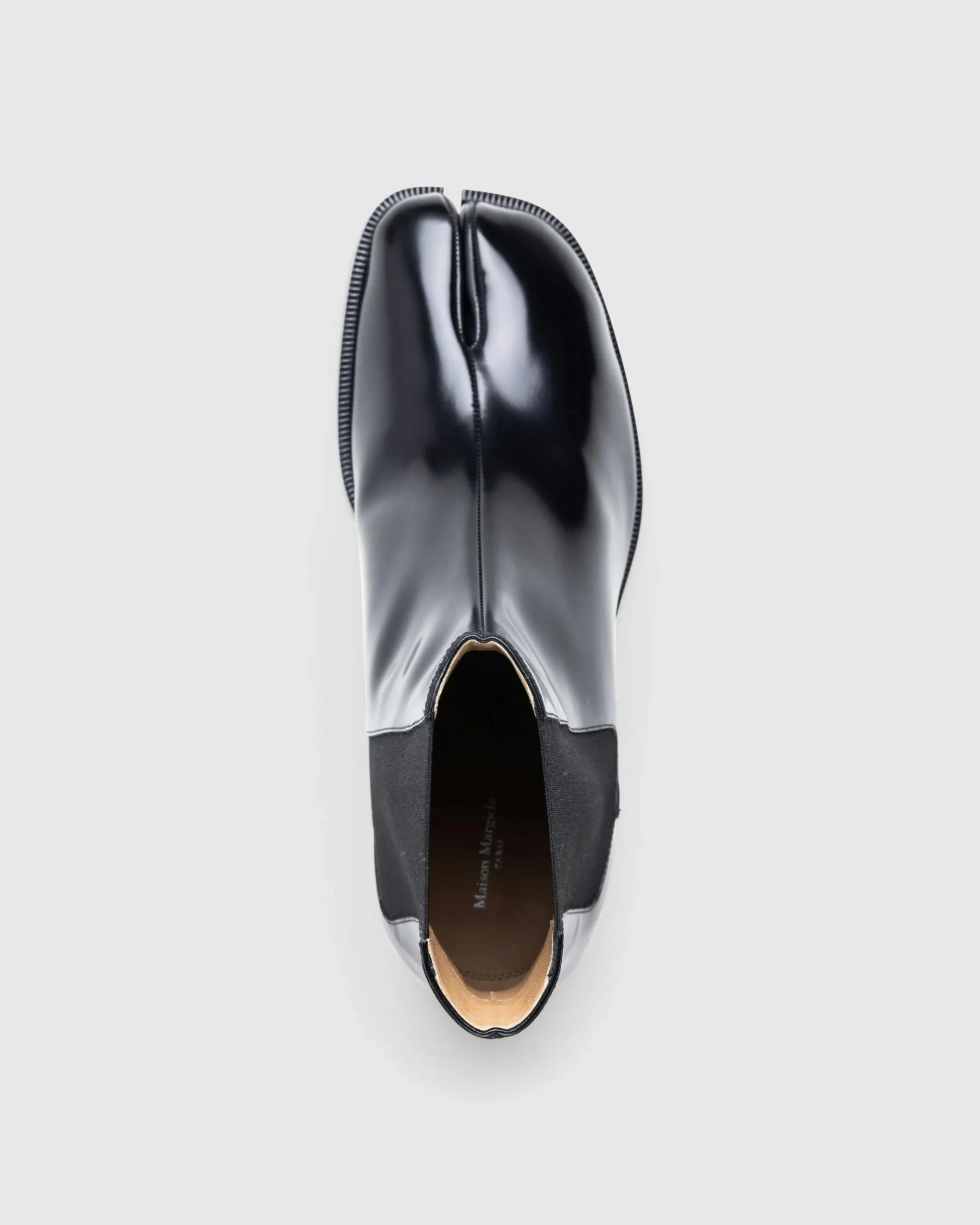 Shop Maison Margiela Leather Tabi Ankle Boot black/washed