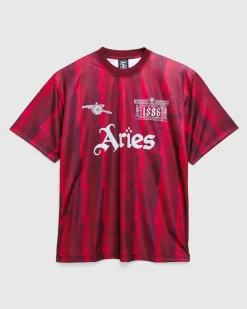 Cheap Aries Lightning Stripe Poly Tee red