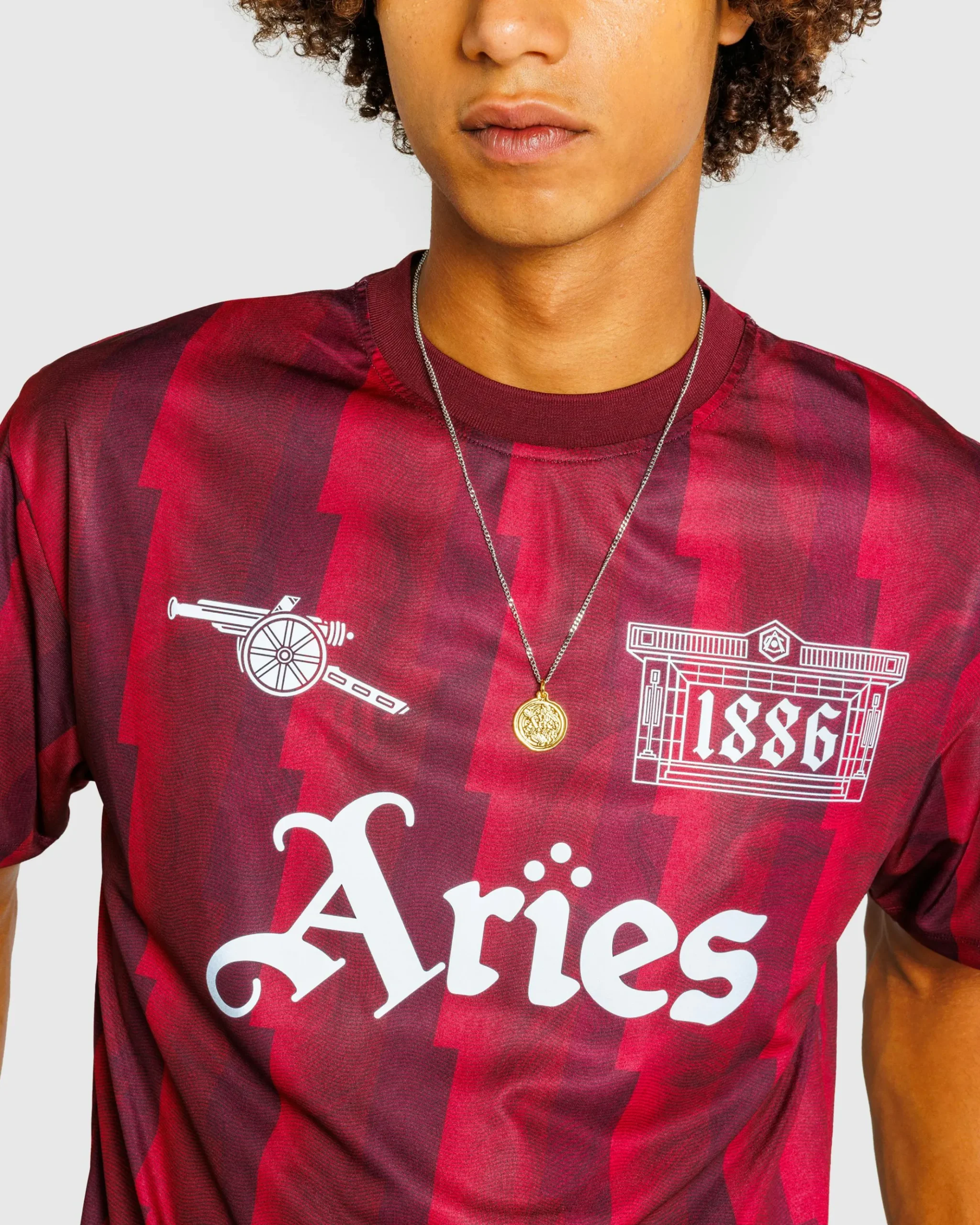 Cheap Aries Lightning Stripe Poly Tee red