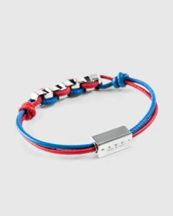 Online Marni Logo Chain Leather Bracelet red/ocean