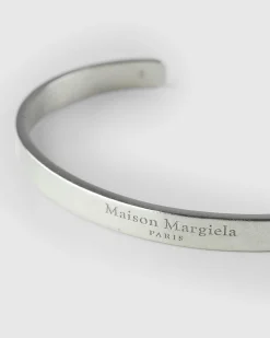 Clearance Maison Margiela Logo Cuff Bracelet Silver palladioburattato