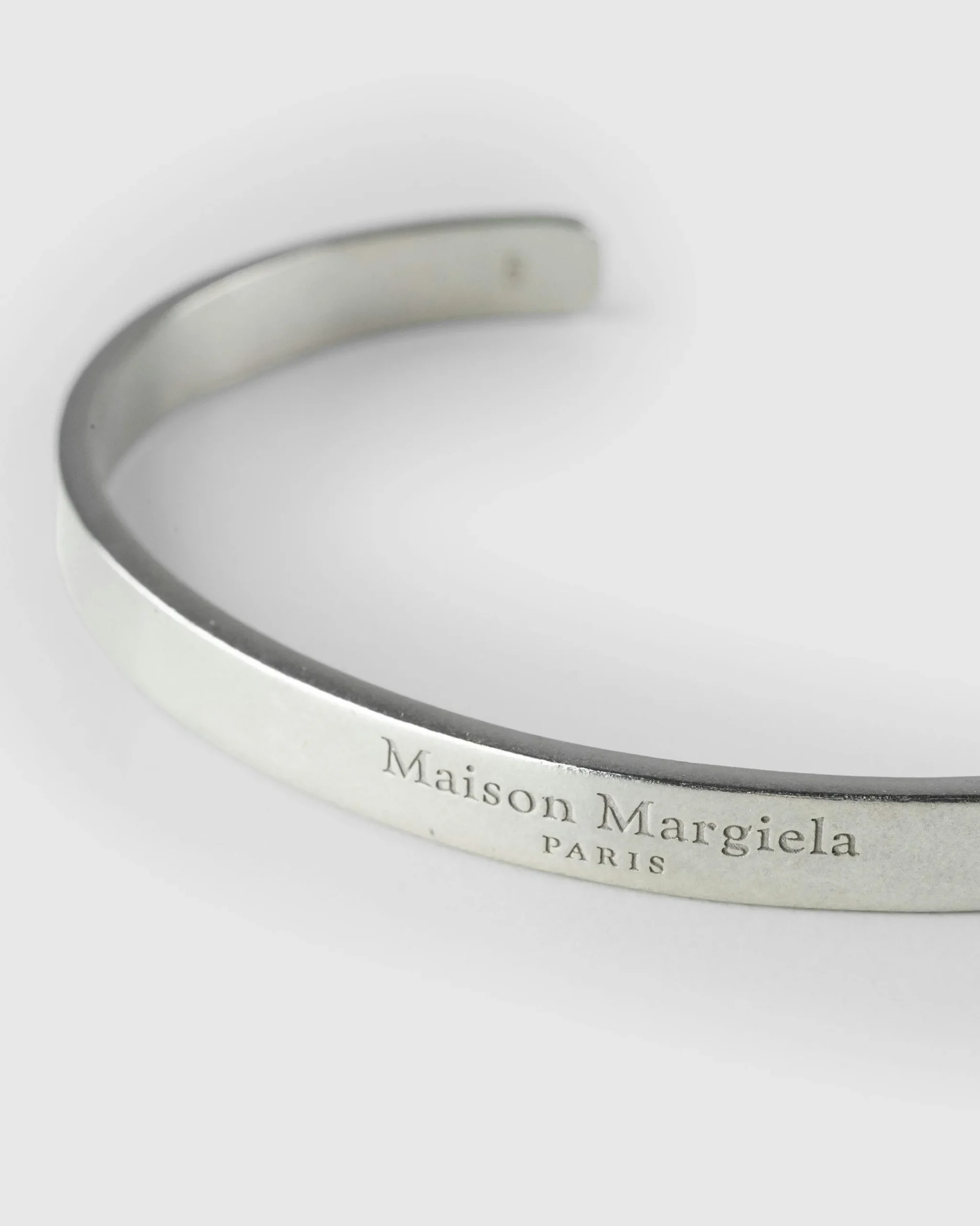 Clearance Maison Margiela Logo Cuff Bracelet Silver palladioburattato