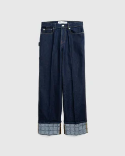 Hot J.W. Anderson Logo Grid Turn Up Workwear Jeans indigo