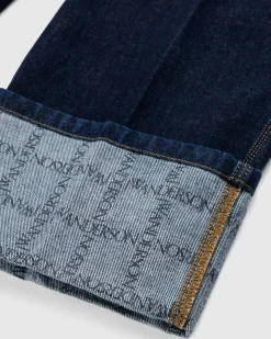 Hot J.W. Anderson Logo Grid Turn Up Workwear Jeans indigo