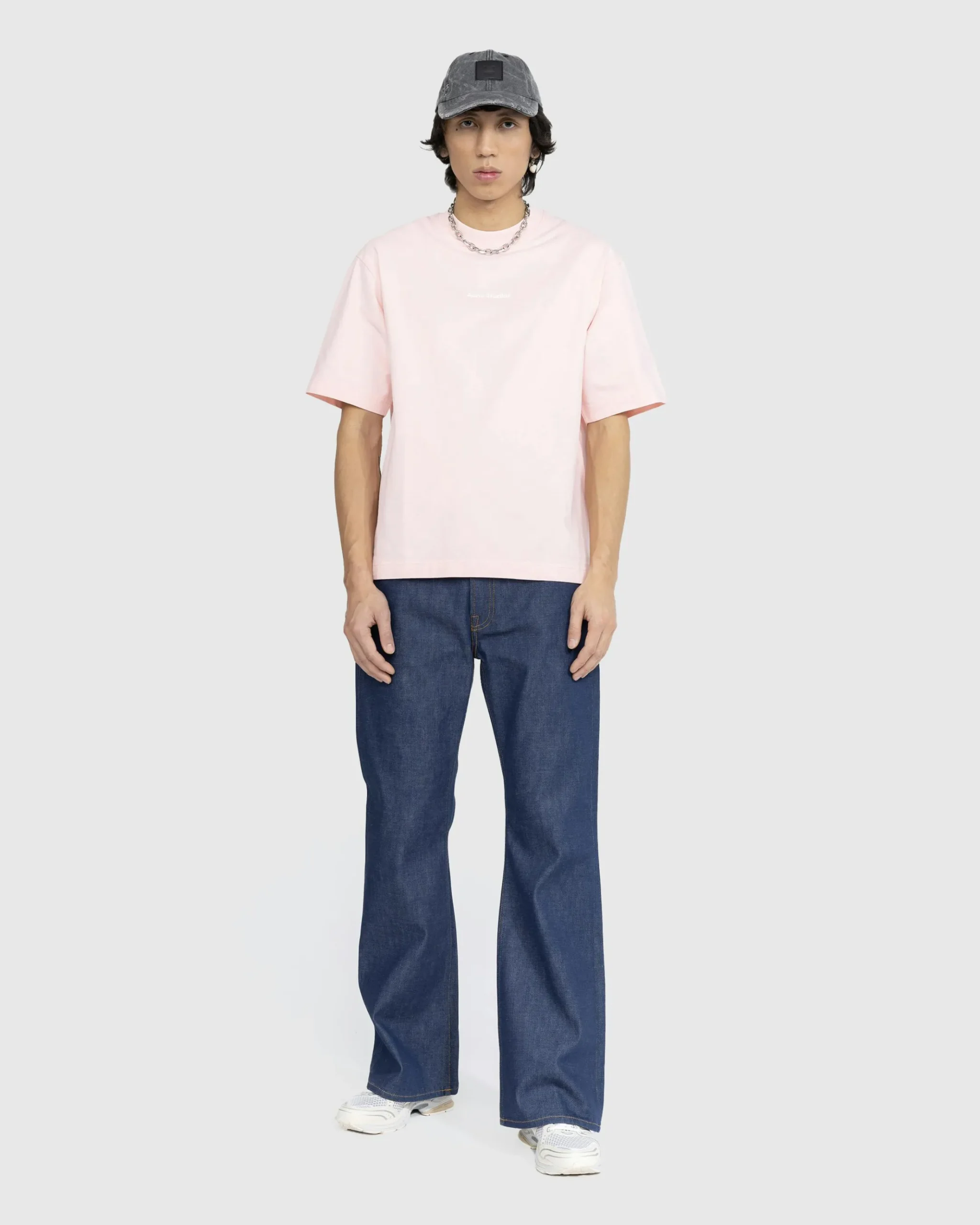 Clearance Acne Studios Logo T-Shirt Pale Pink mudbeige