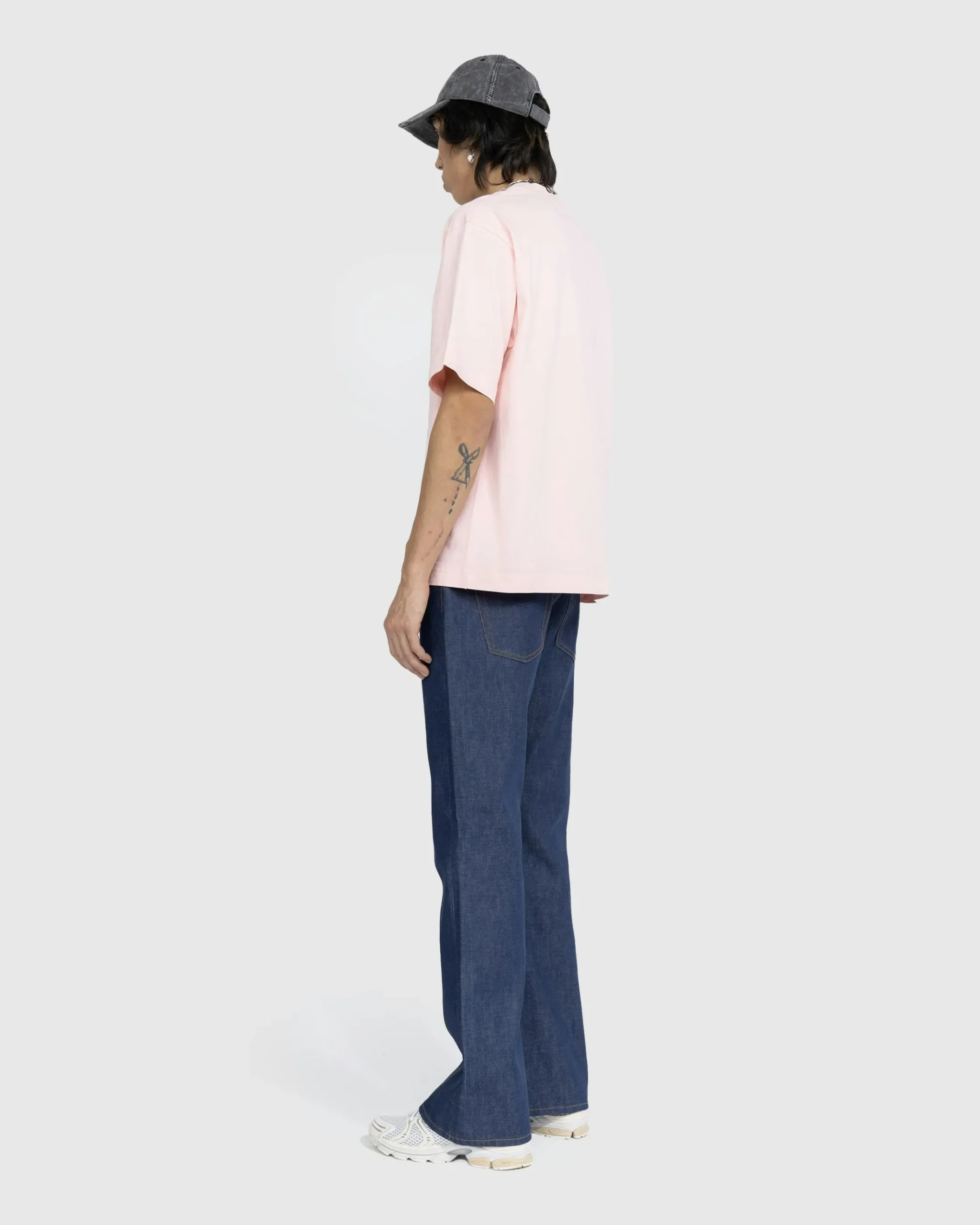 Clearance Acne Studios Logo T-Shirt Pale Pink mudbeige