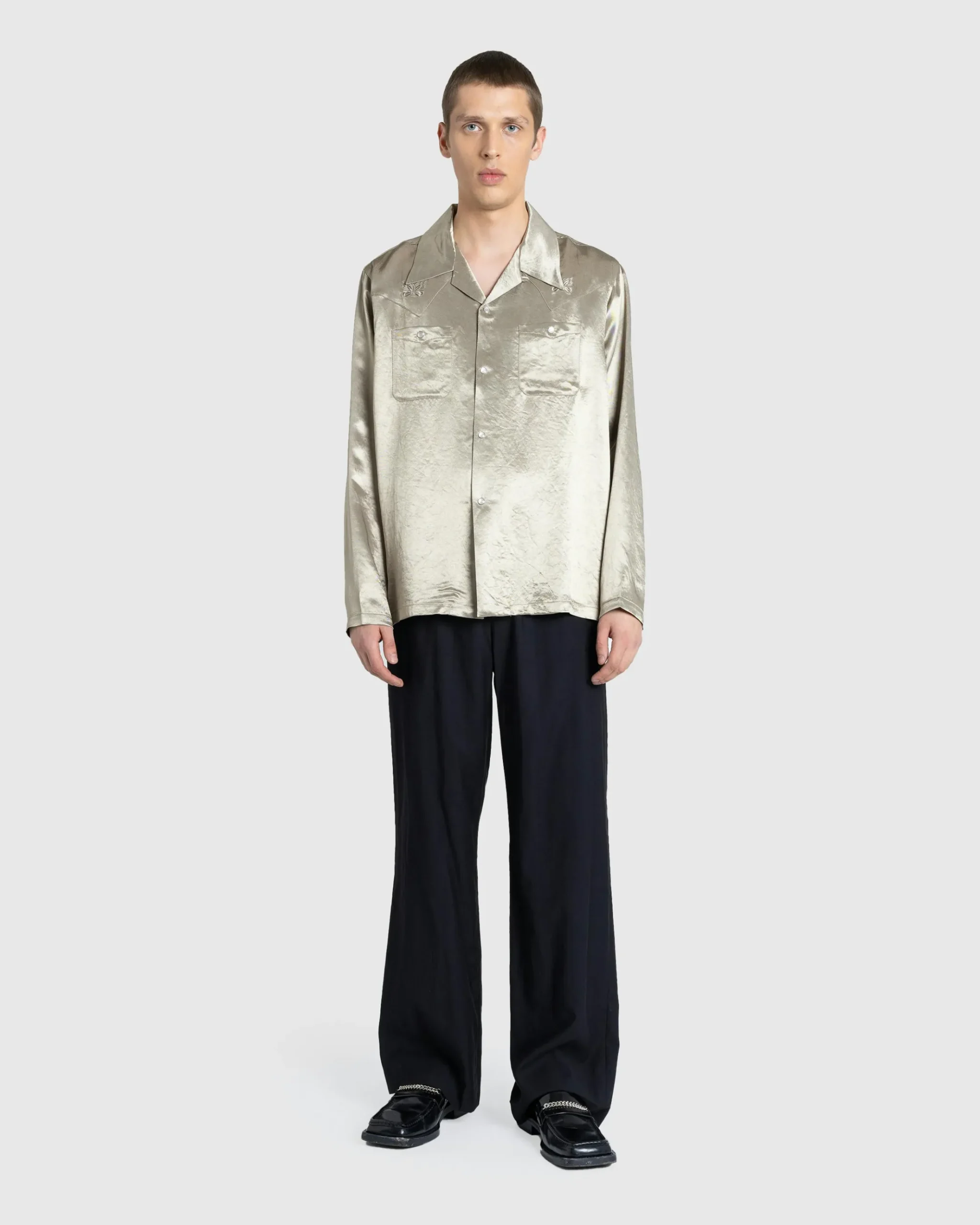 Fashion Needles Longsleeve Cowboy One-Up Shirt Acetate Sateen taupe