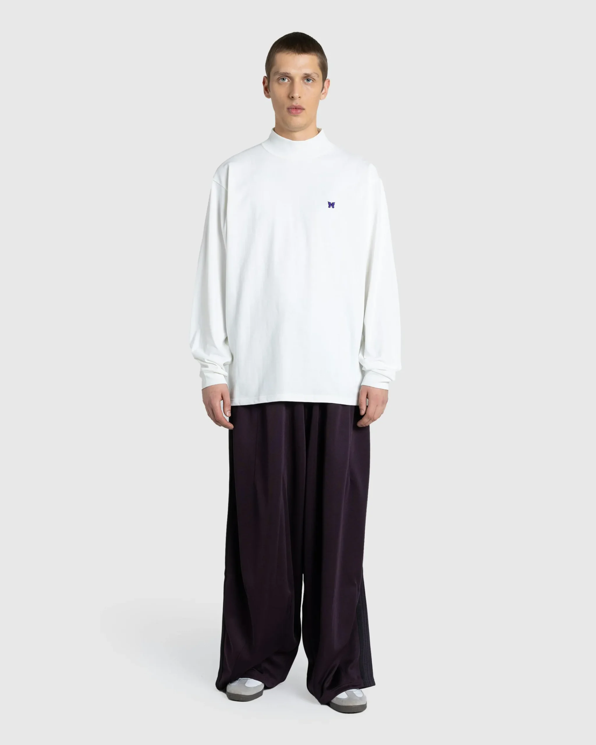 Fashion Needles L/S Mock Neck Tee Poly Jersey white