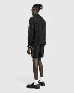 Best Bode Meandering Lace Long-Sleeve Shirt black