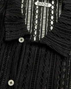Best Bode Meandering Lace Long-Sleeve Shirt black