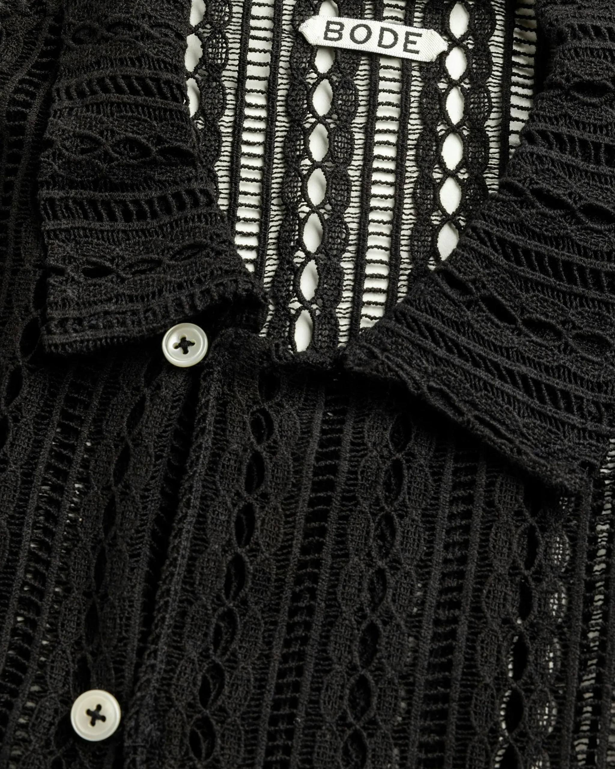 Best Bode Meandering Lace Long-Sleeve Shirt black