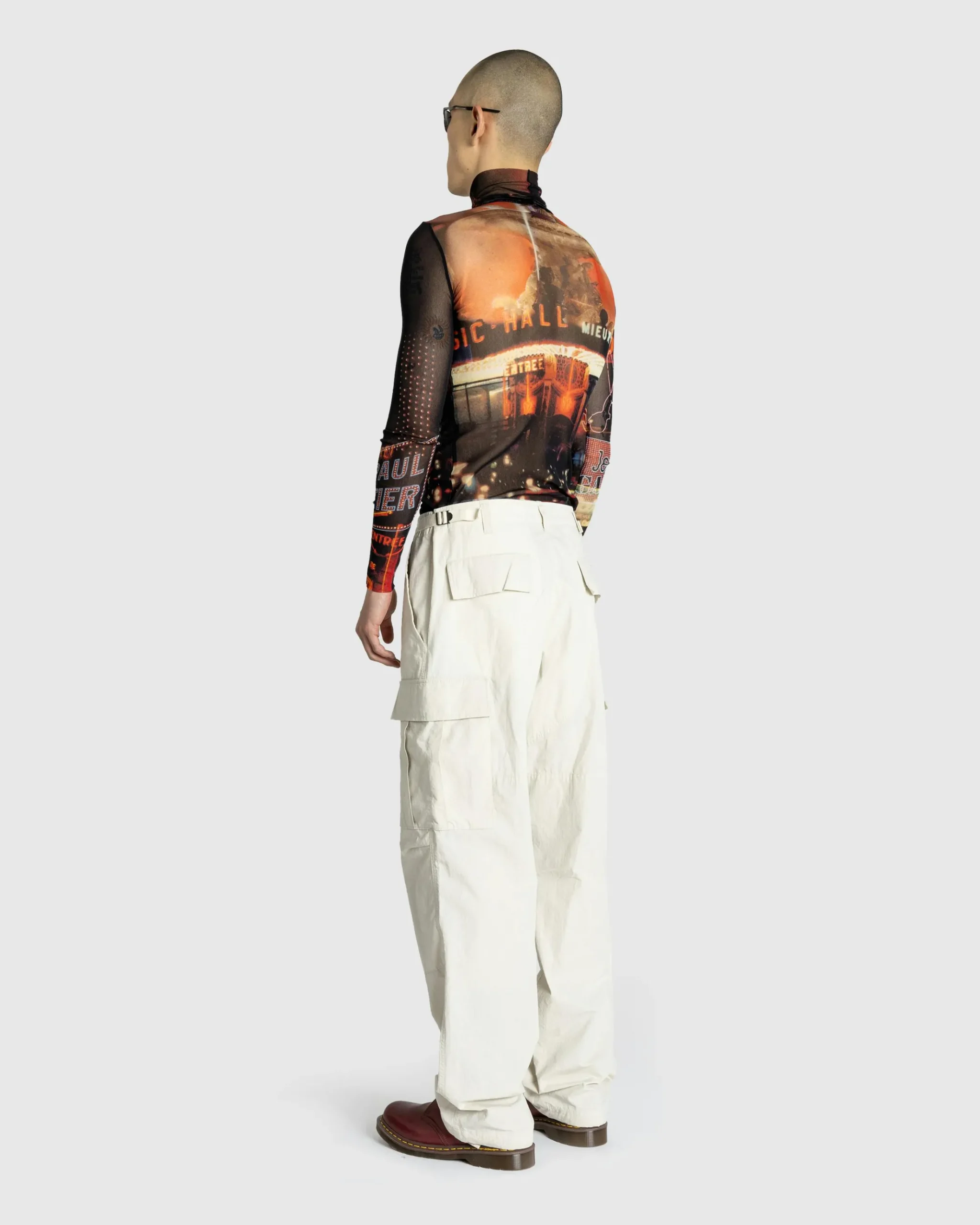 Best Jean Paul Gaultier Mesh Long-Sleeve Top Printed "Pigalle" black/red/orange/blue