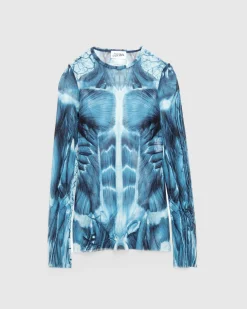 Flash Sale Jean Paul Gaultier Mesh Long-Sleeve Top Printed "Ecorche" Blue/Light blue/White blue/lightblue/white