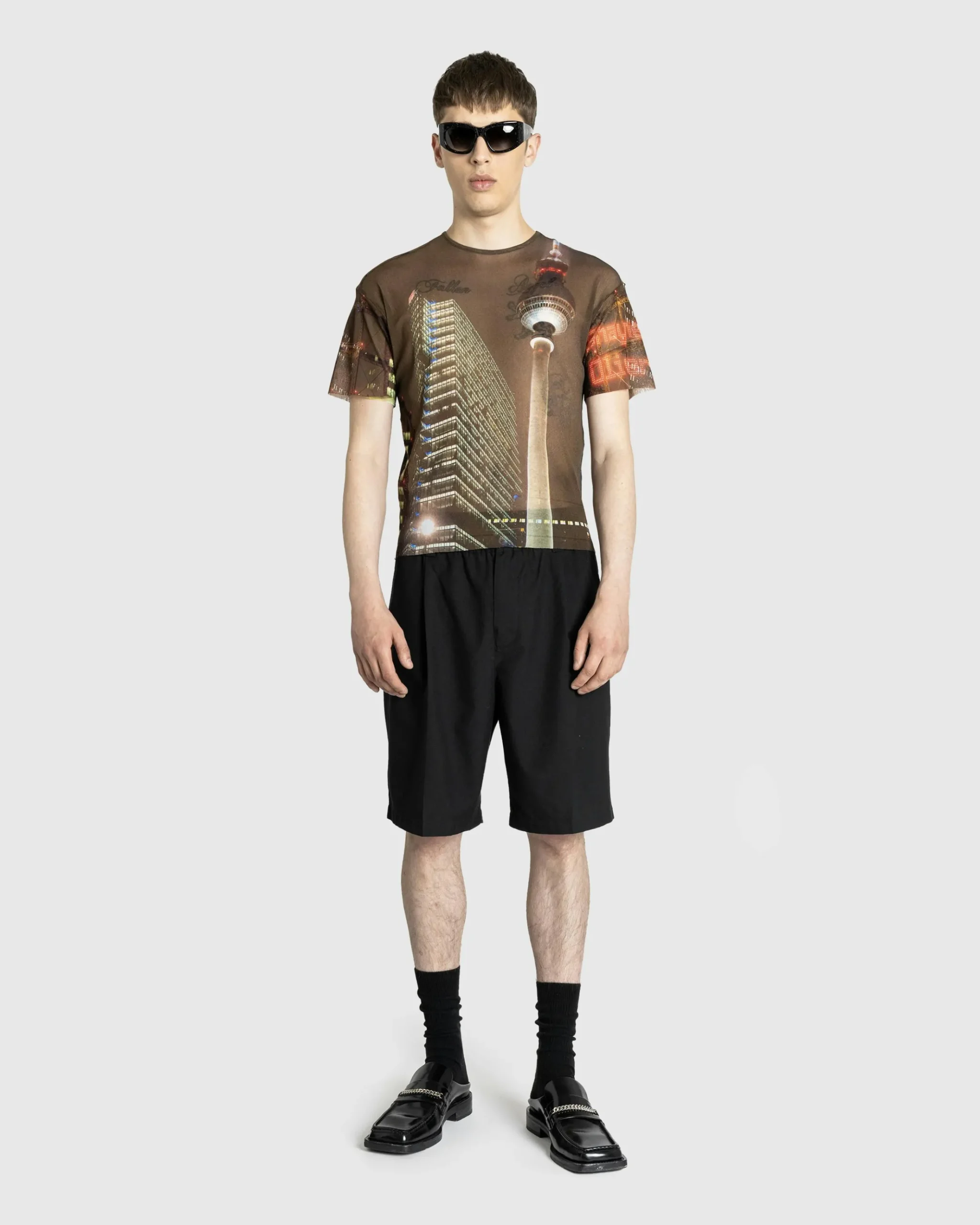 Cheap Jean Paul Gaultier Mesh Oversized Tee Printed "City" brown/green/blue/red