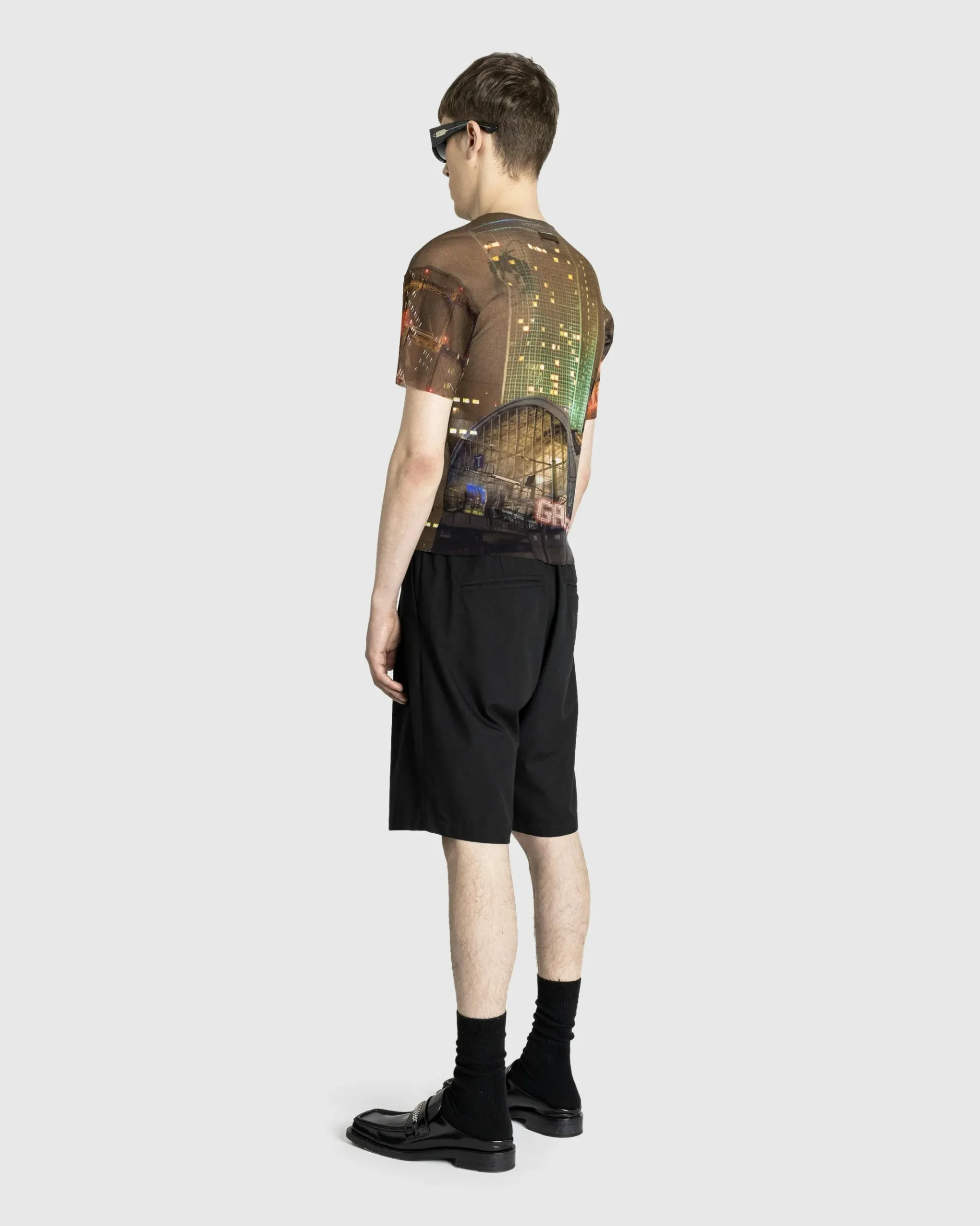 Cheap Jean Paul Gaultier Mesh Oversized Tee Printed "City" brown/green/blue/red