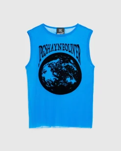 Store Jean Paul Gaultier Mesh Tank Top Flocked "Earth" Ibiza Blue/Black ibizablue/black