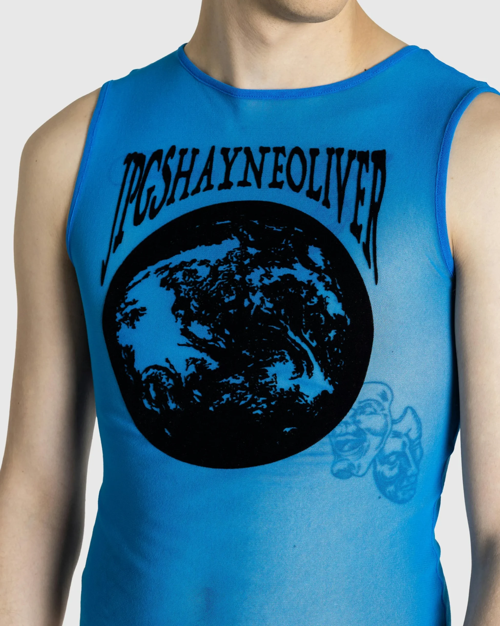 Store Jean Paul Gaultier Mesh Tank Top Flocked "Earth" Ibiza Blue/Black ibizablue/black