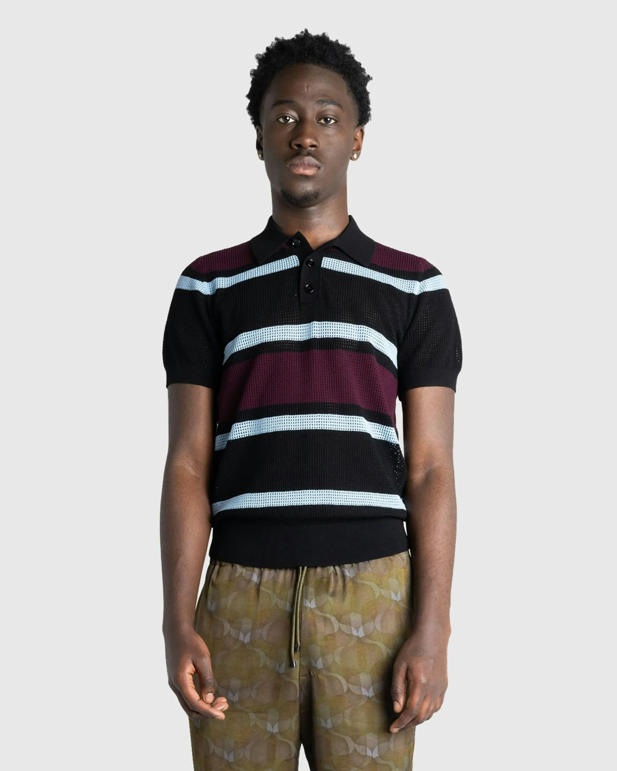 Store Dries van Noten Mindo Knit Polo /Stripes black