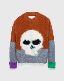 Flash Sale ERL Mohair Skull Intarsia Sweater Knit brown