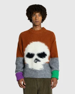 Flash Sale ERL Mohair Skull Intarsia Sweater Knit brown