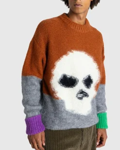 Flash Sale ERL Mohair Skull Intarsia Sweater Knit brown