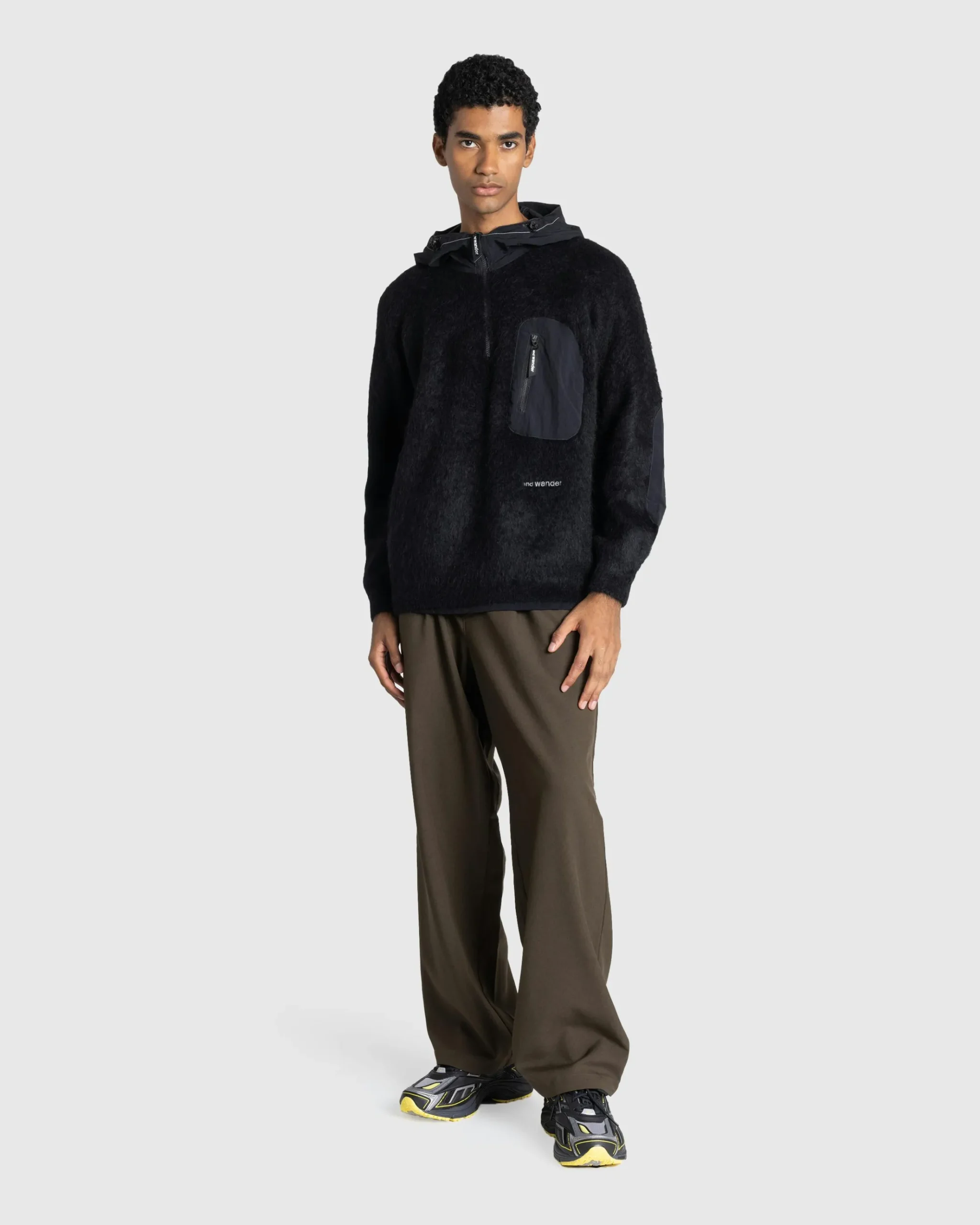 Clearance And Wander Mohair Wool Knit Hoodie black