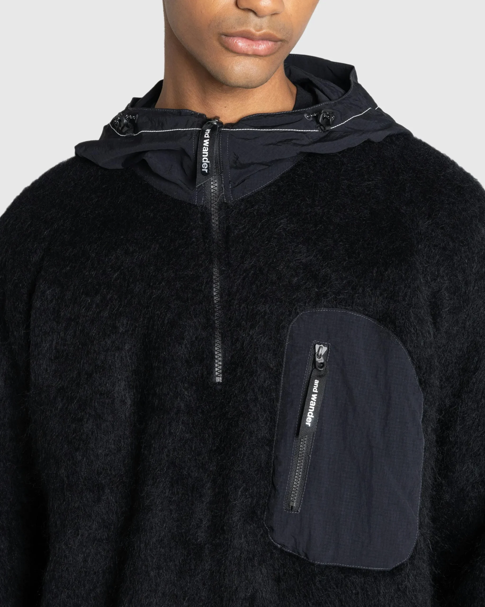 Clearance And Wander Mohair Wool Knit Hoodie black