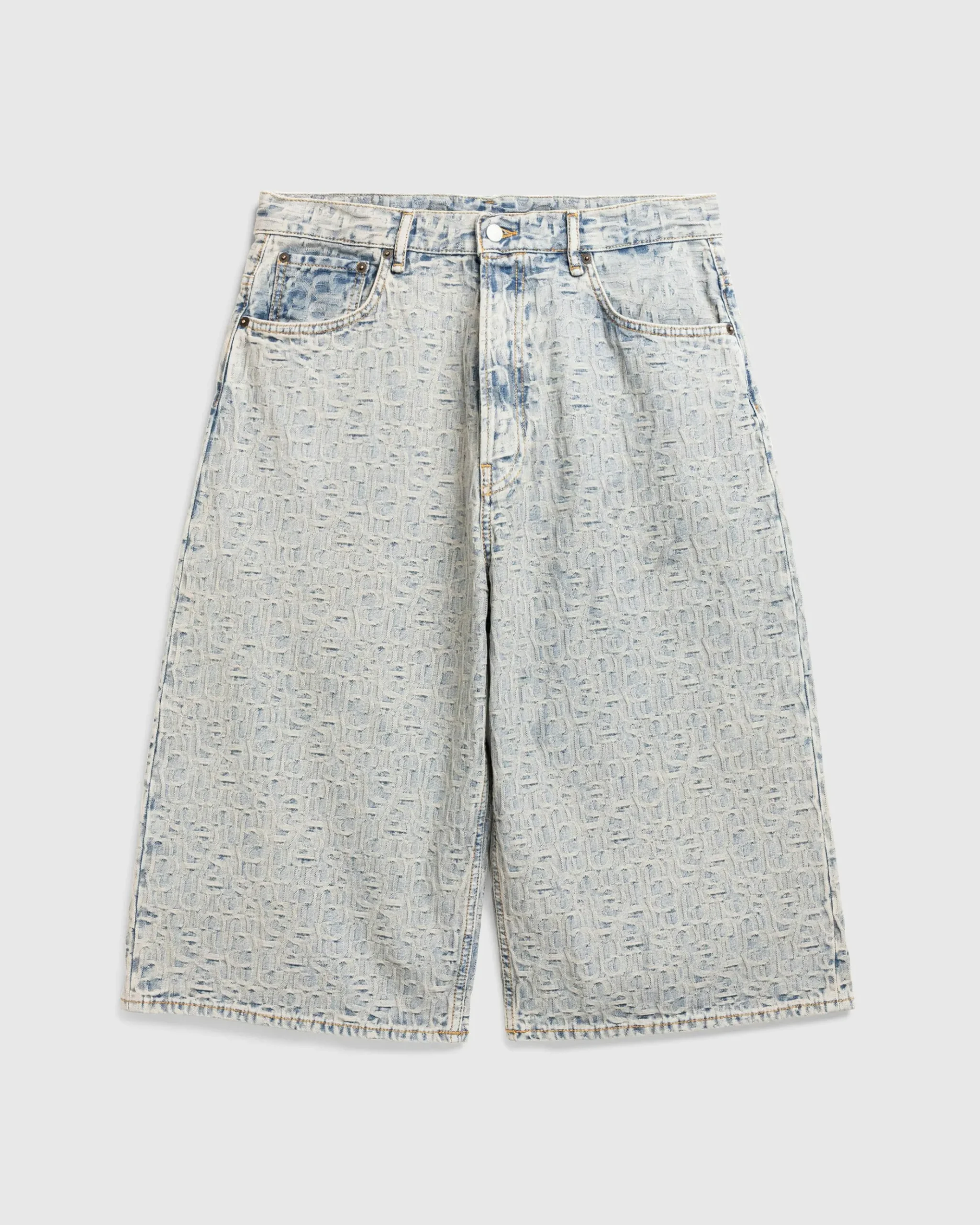 New Acne Studios Monogram Denim Shorts blue/beige