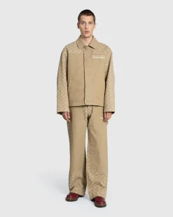 Hot Marine Serre Moon Jacquard Twill Workwear Pants Dark Beige darkbeige