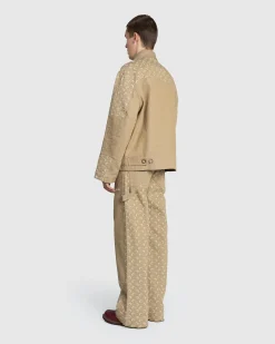 Hot Marine Serre Moon Jacquard Twill Workwear Pants Dark Beige darkbeige