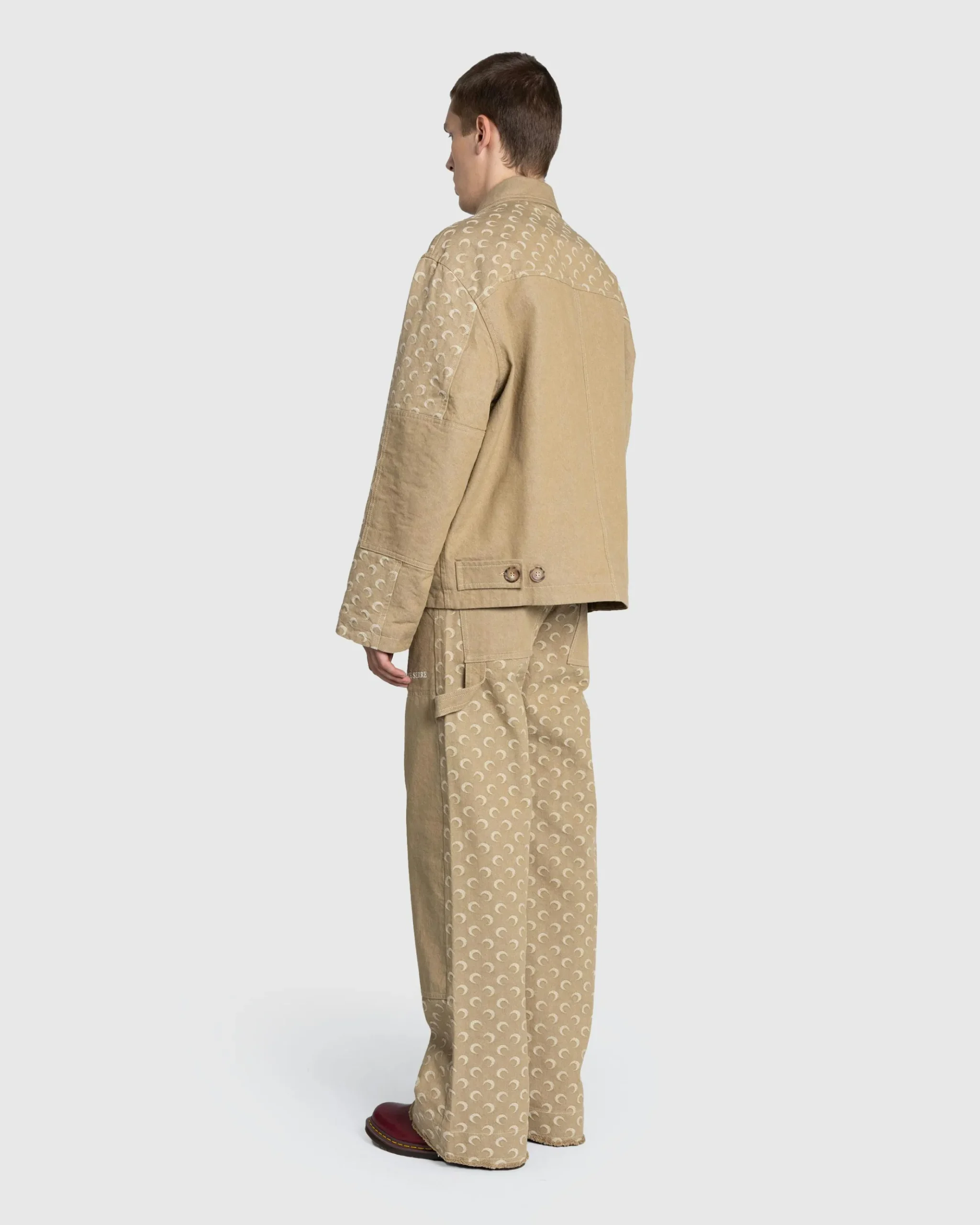 Cheap Marine Serre Moon Jacquard Twill Workwear Jacket Dark Beige darkbeige