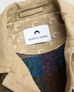 Cheap Marine Serre Moon Jacquard Twill Workwear Jacket Dark Beige darkbeige