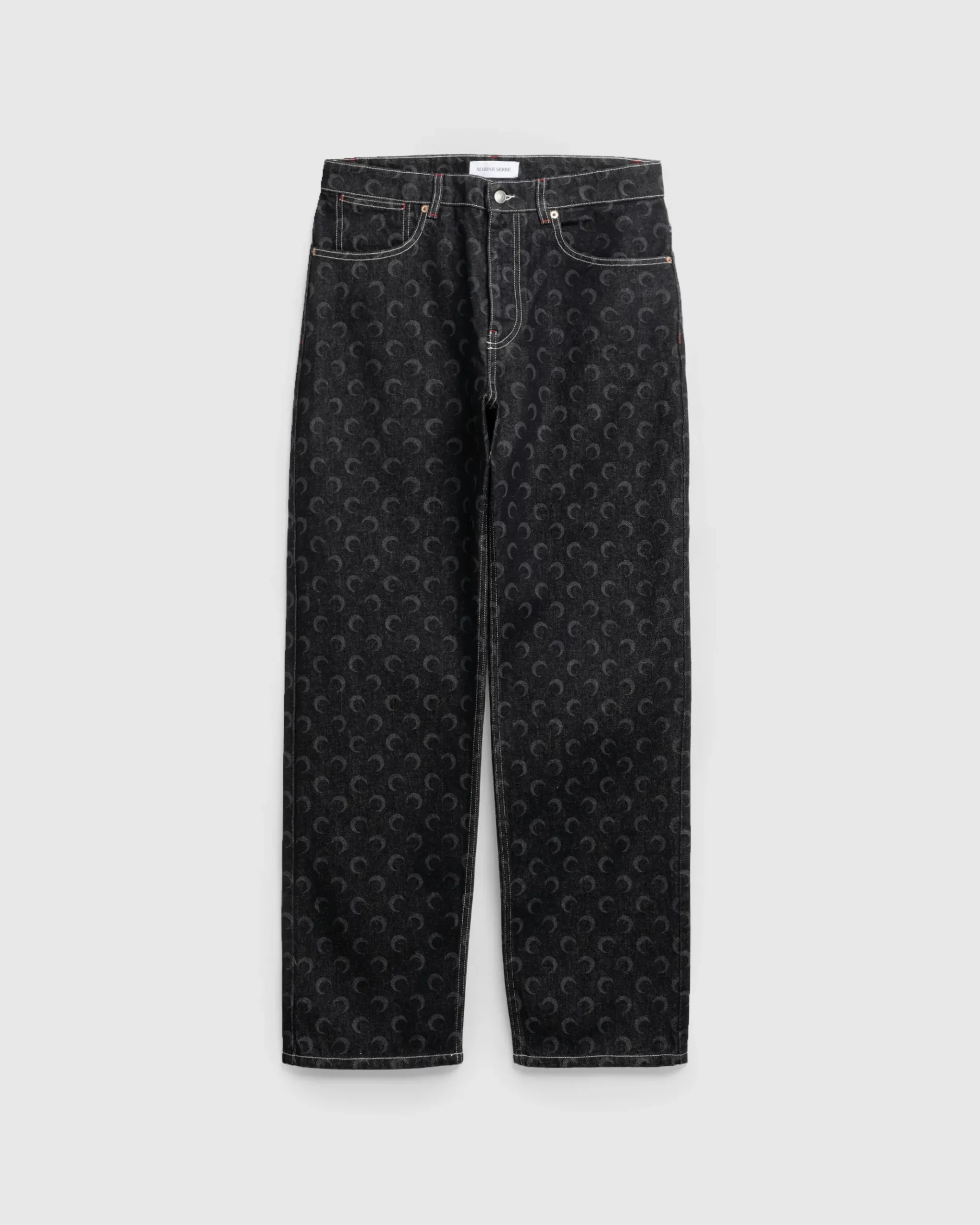 Cheap Marine Serre Moon Laser Denim Straight Jeans black