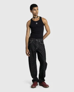 Cheap Marine Serre Moon Laser Denim Straight Jeans black