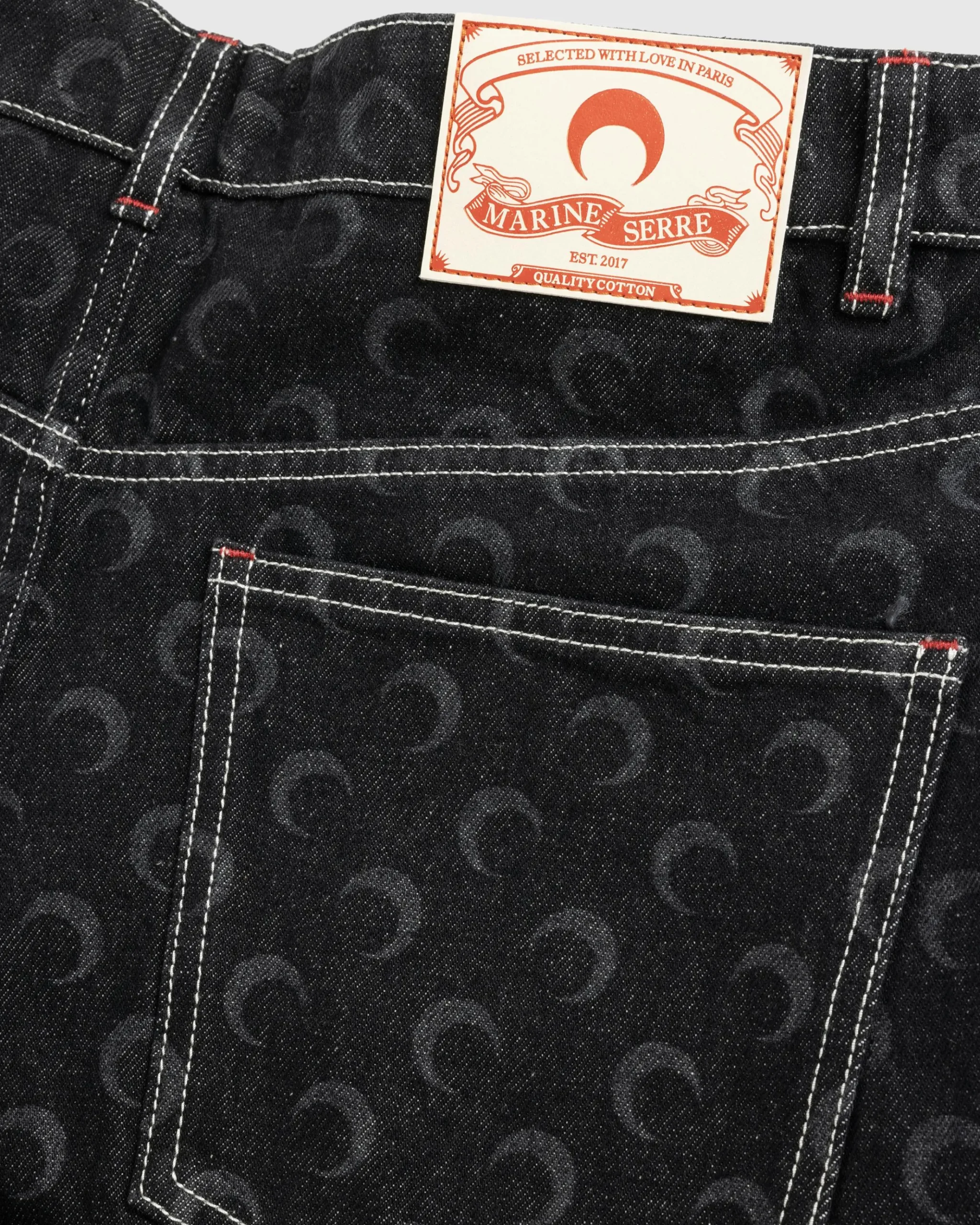 Cheap Marine Serre Moon Laser Denim Straight Jeans black