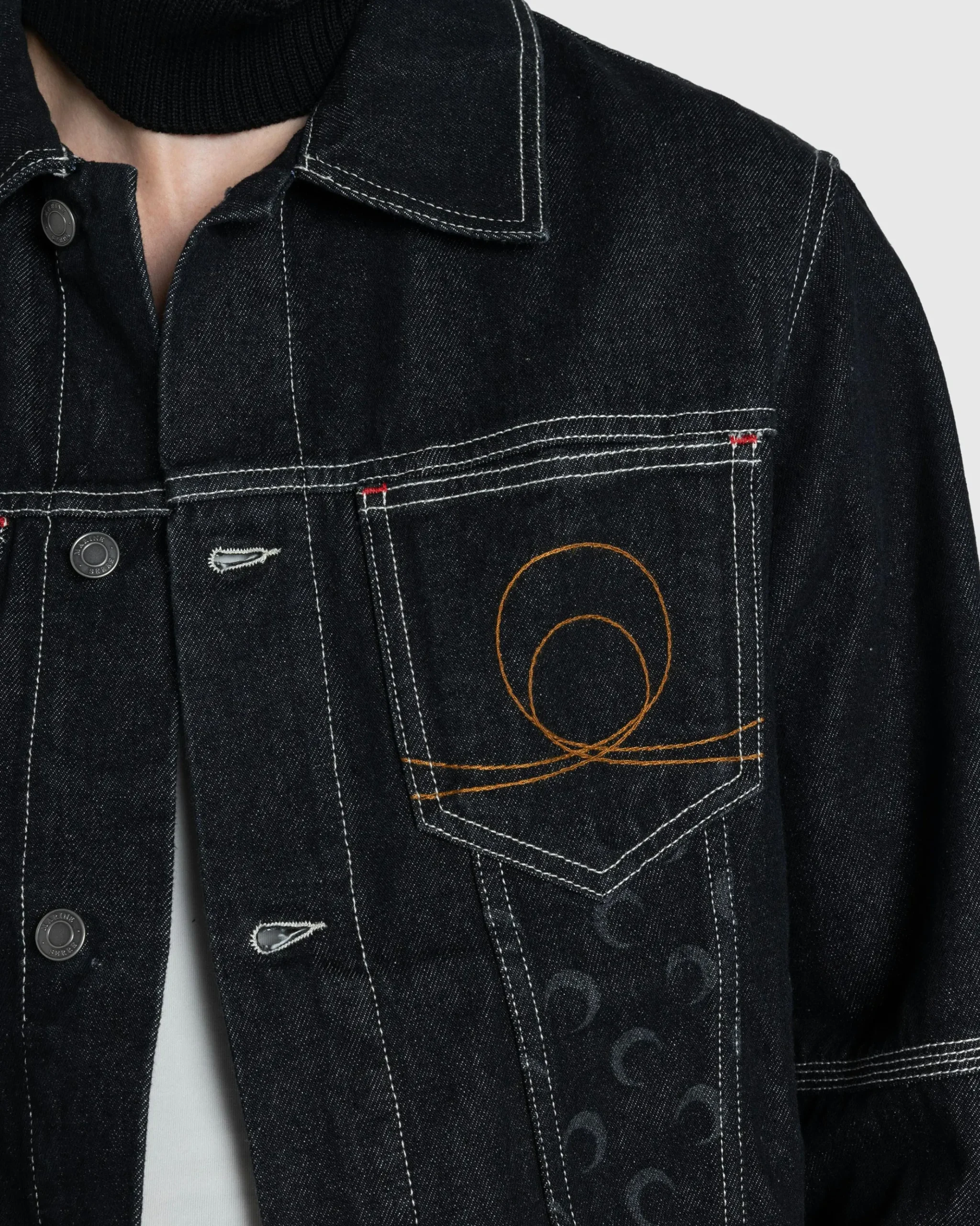 Hot Marine Serre Moon Laser Denim Trucker Jacket black