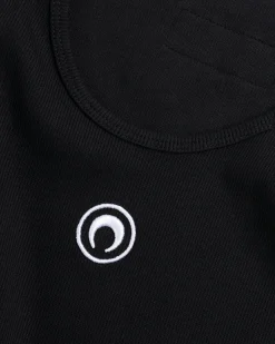 Flash Sale Marine Serre Moon Logo Ribbed Jersey Tank Top black