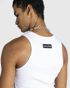Sale Marine Serre Moon Logo Ribbed Jersey Tank Top white