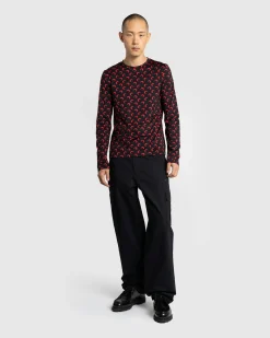 Flash Sale Marine Serre Moon Printed Jersey Second Skin Regular Top Black/Red black&red