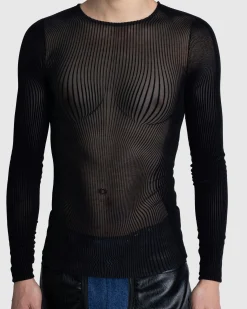 Outlet Jean Paul Gaultier Morphing Pinstripes Top Black black/black