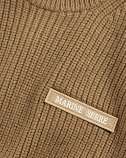 Shop Marine Serre MS Half Cardigan Knit Crewneck Sweater camel