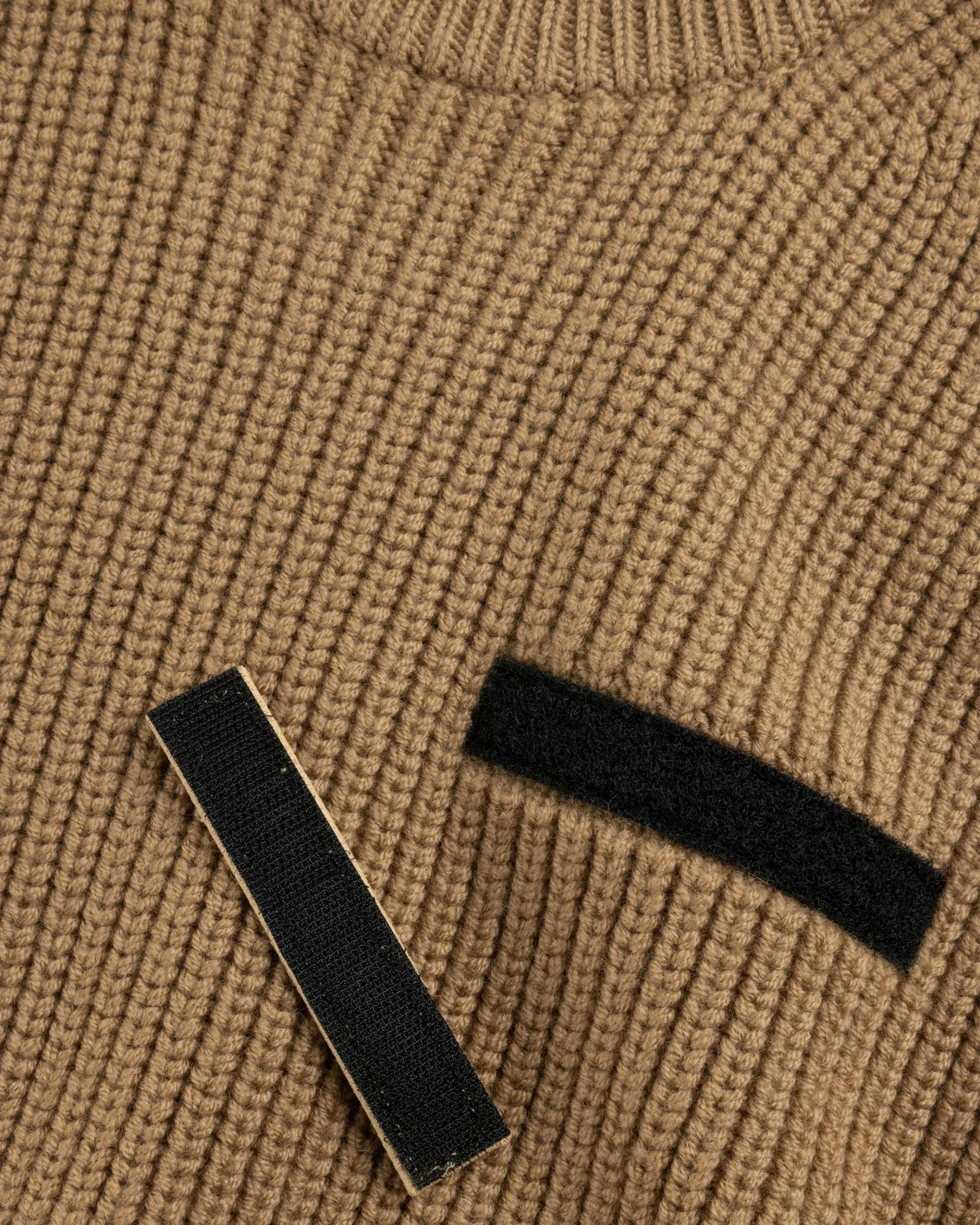 Shop Marine Serre MS Half Cardigan Knit Crewneck Sweater camel