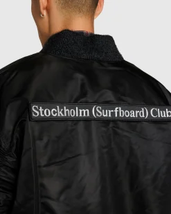 Cheap Stockholm Surfboard Club Nylon Bomber Jacket black