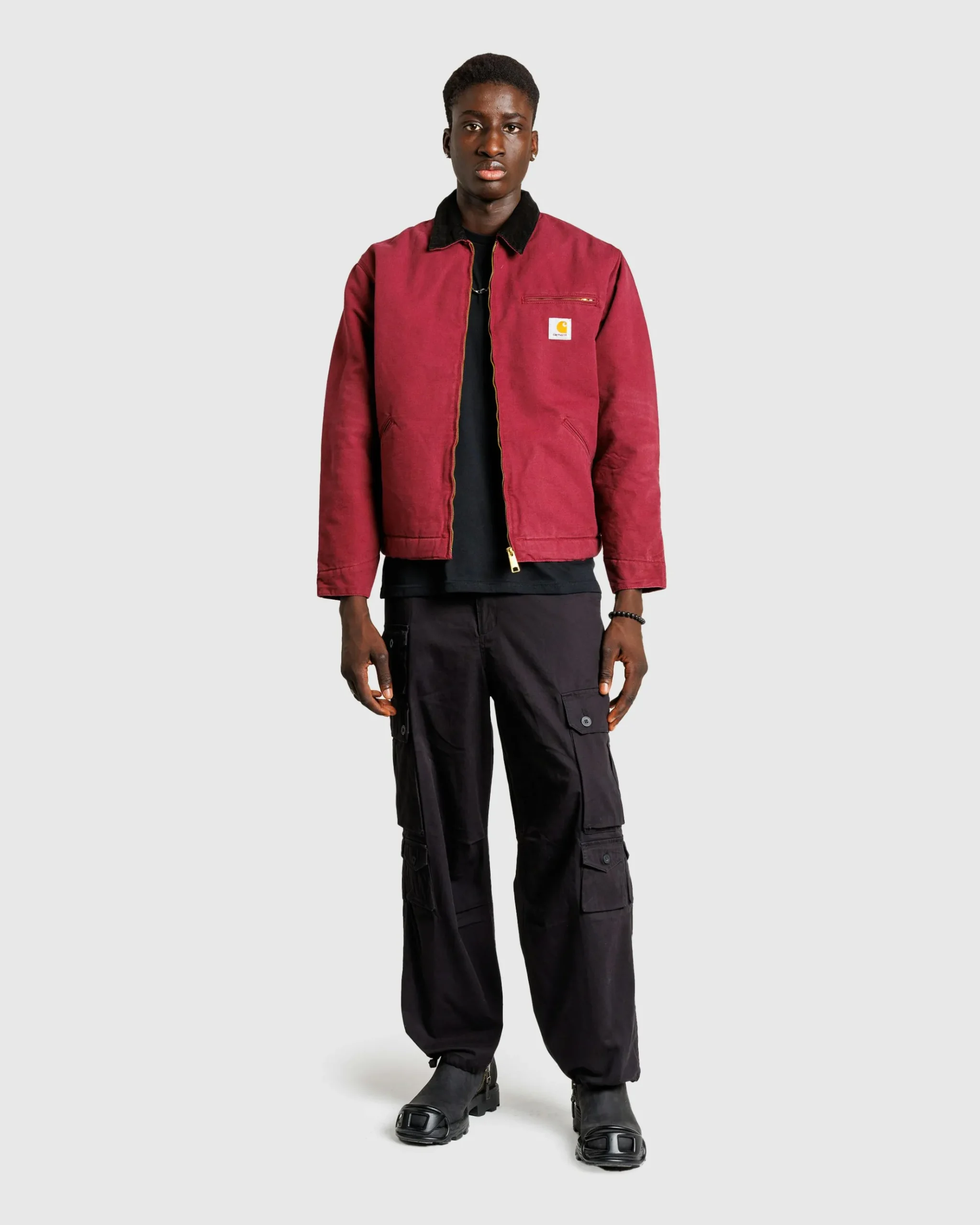 Shop Carhartt WIP OG Detroit Jacket Malbec / Black /aged canvas