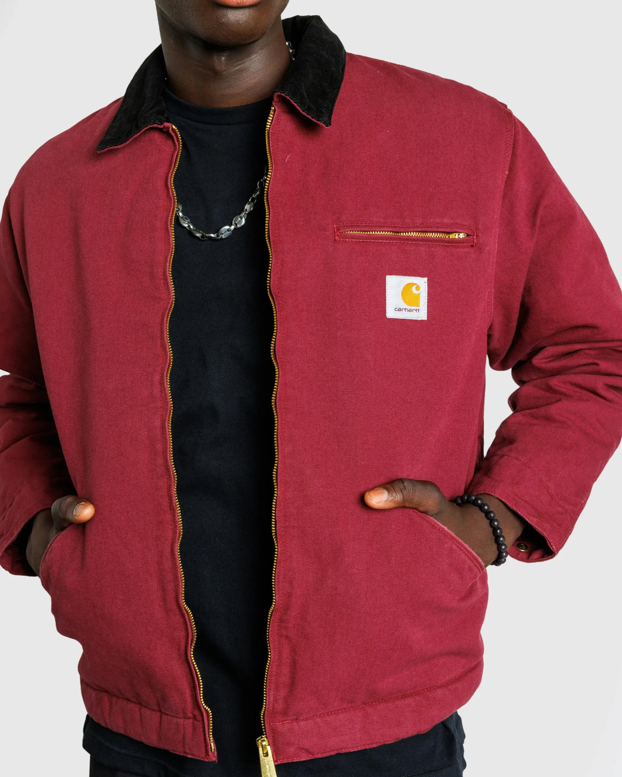 Shop Carhartt WIP OG Detroit Jacket Malbec / Black /aged canvas